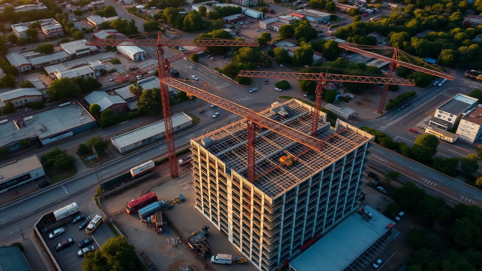 Vista aérea de um canteiro de obras